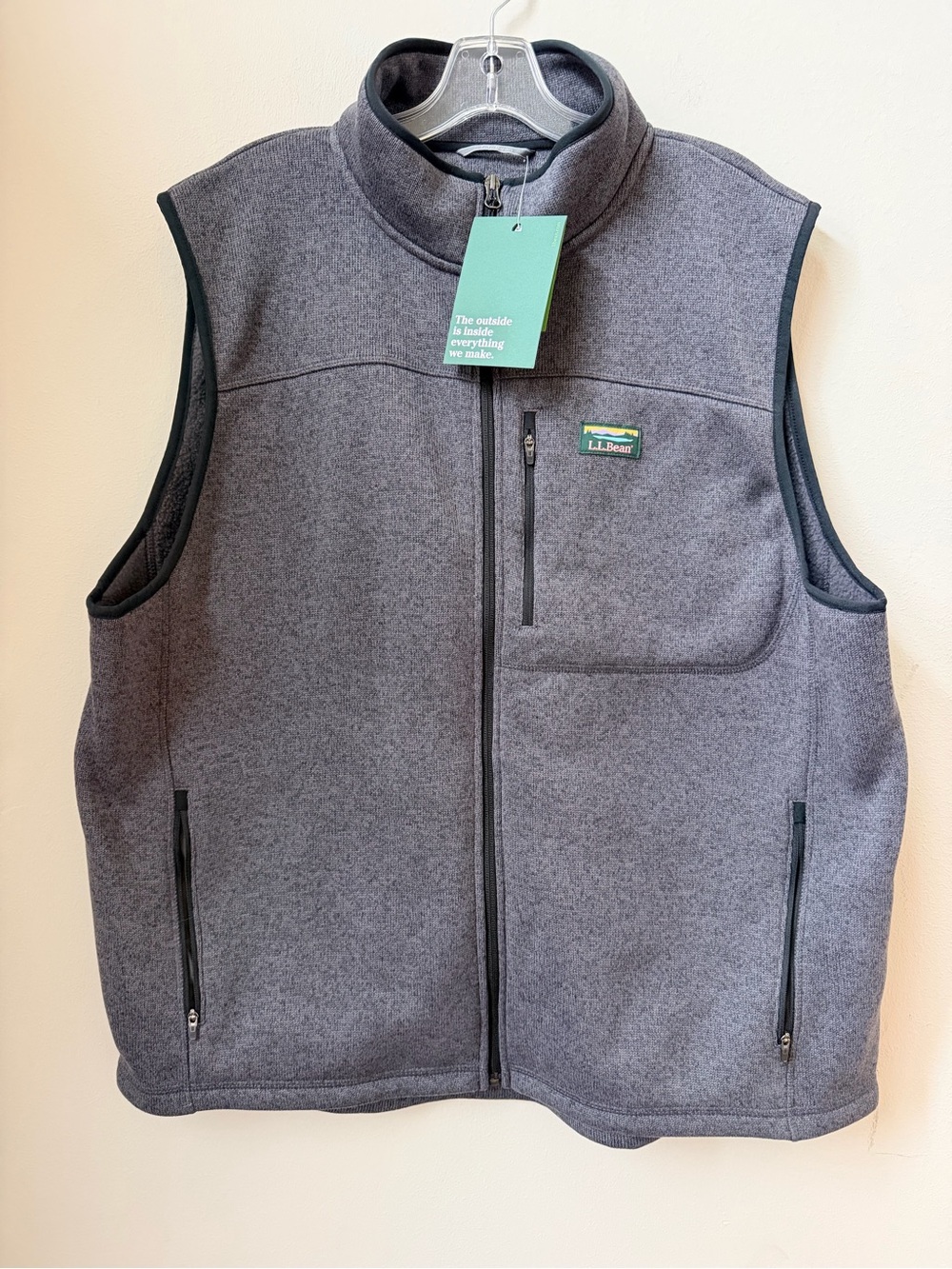 LL Bean Men’s Sweater Fleece Vest Size XL Gray Heather